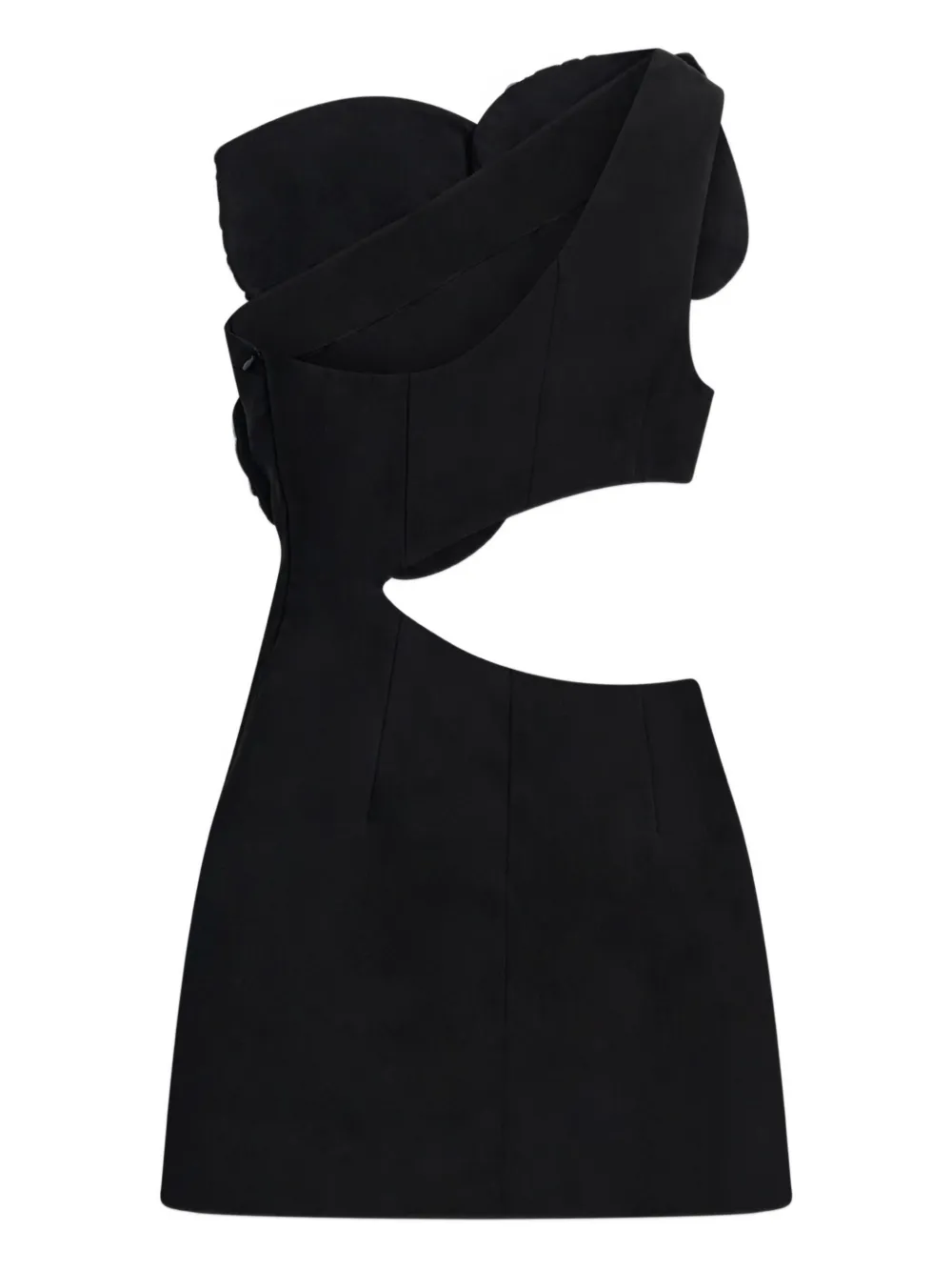 Area Embroidered Cut-out Mini Dress In Black