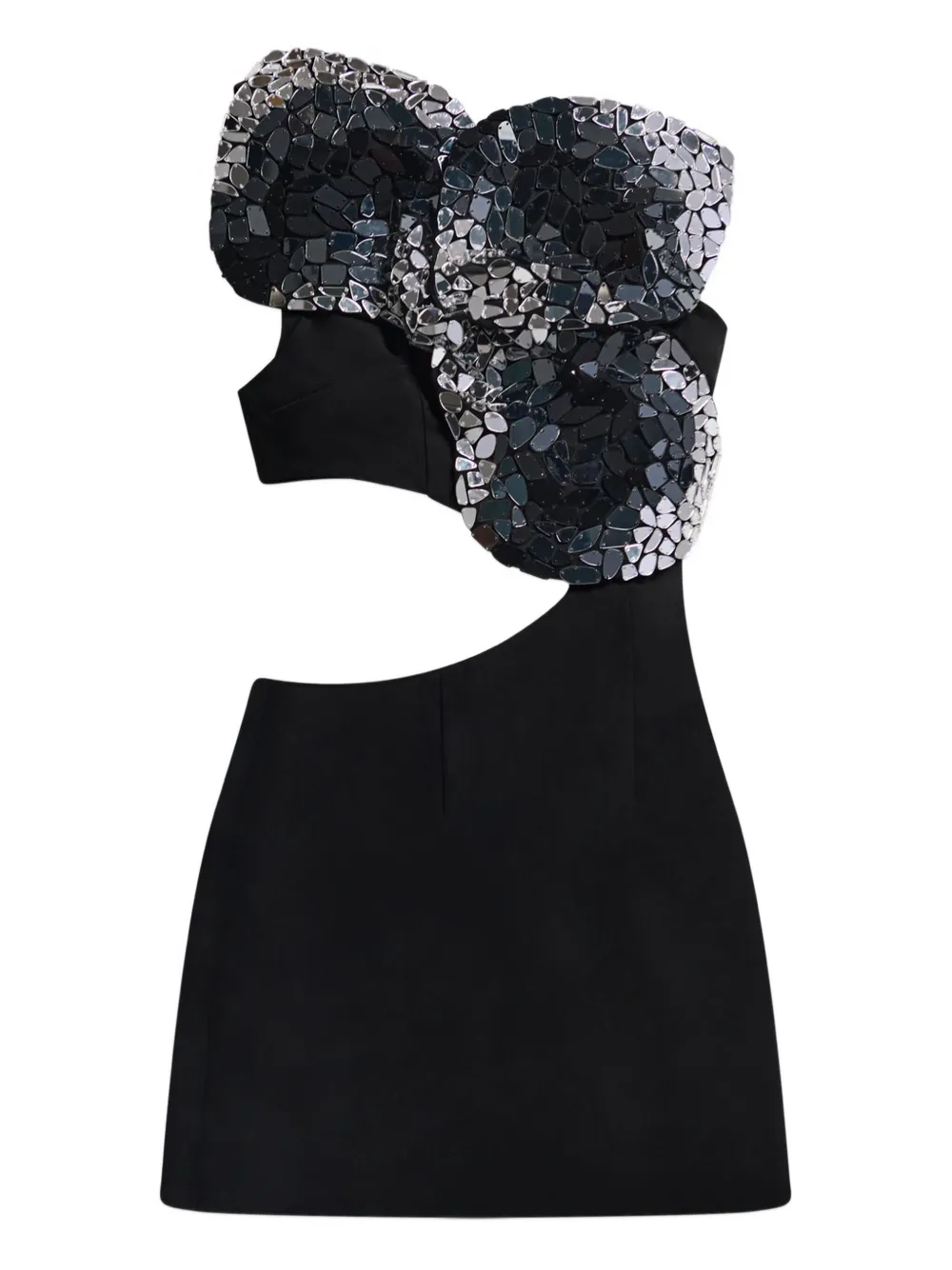 Area Embroidered Cut-out Mini Dress In Black