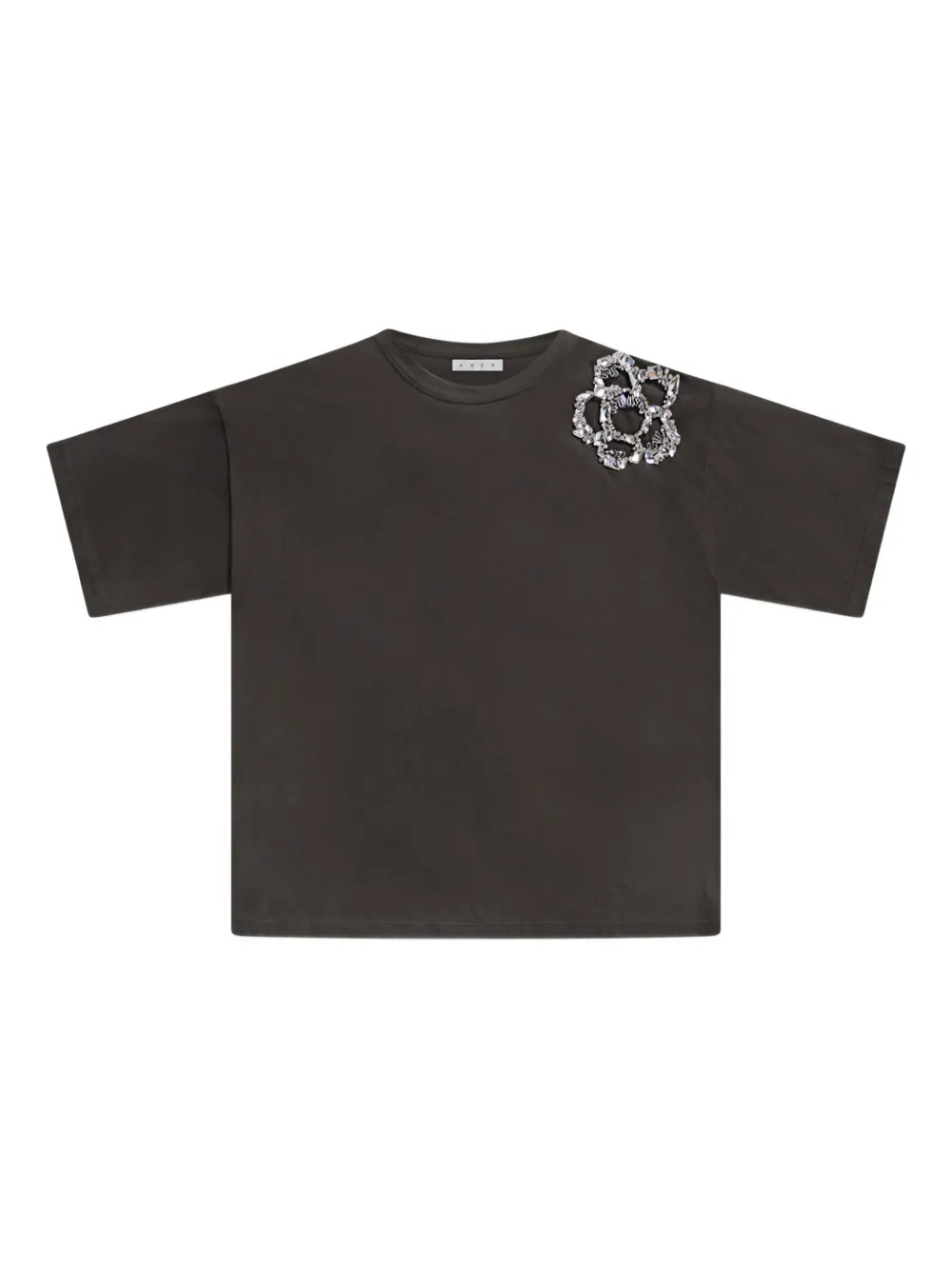 Area Crystal-cluster Flower T-shirt In Black