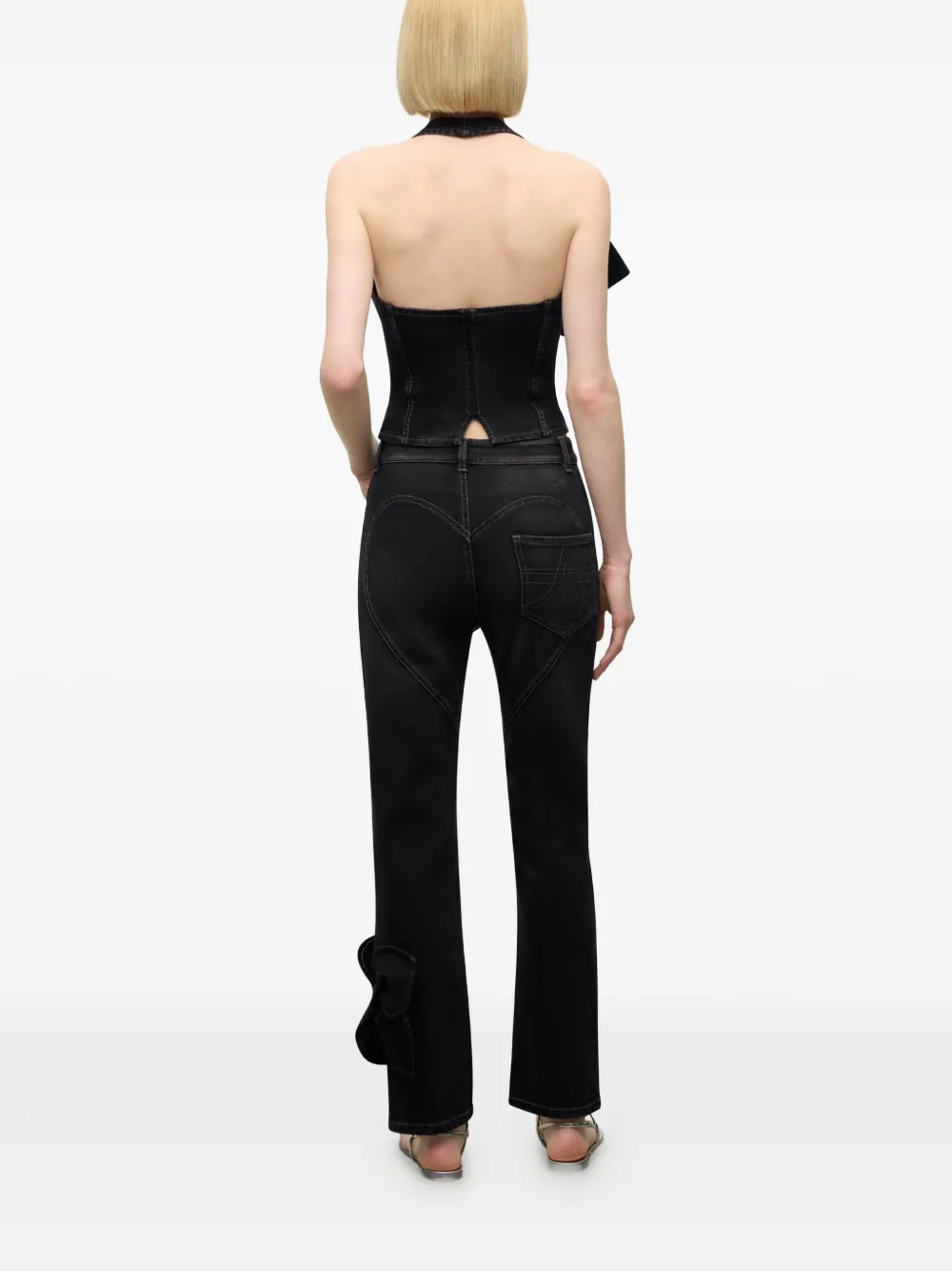 AREA Straight jeans met strik Zwart
