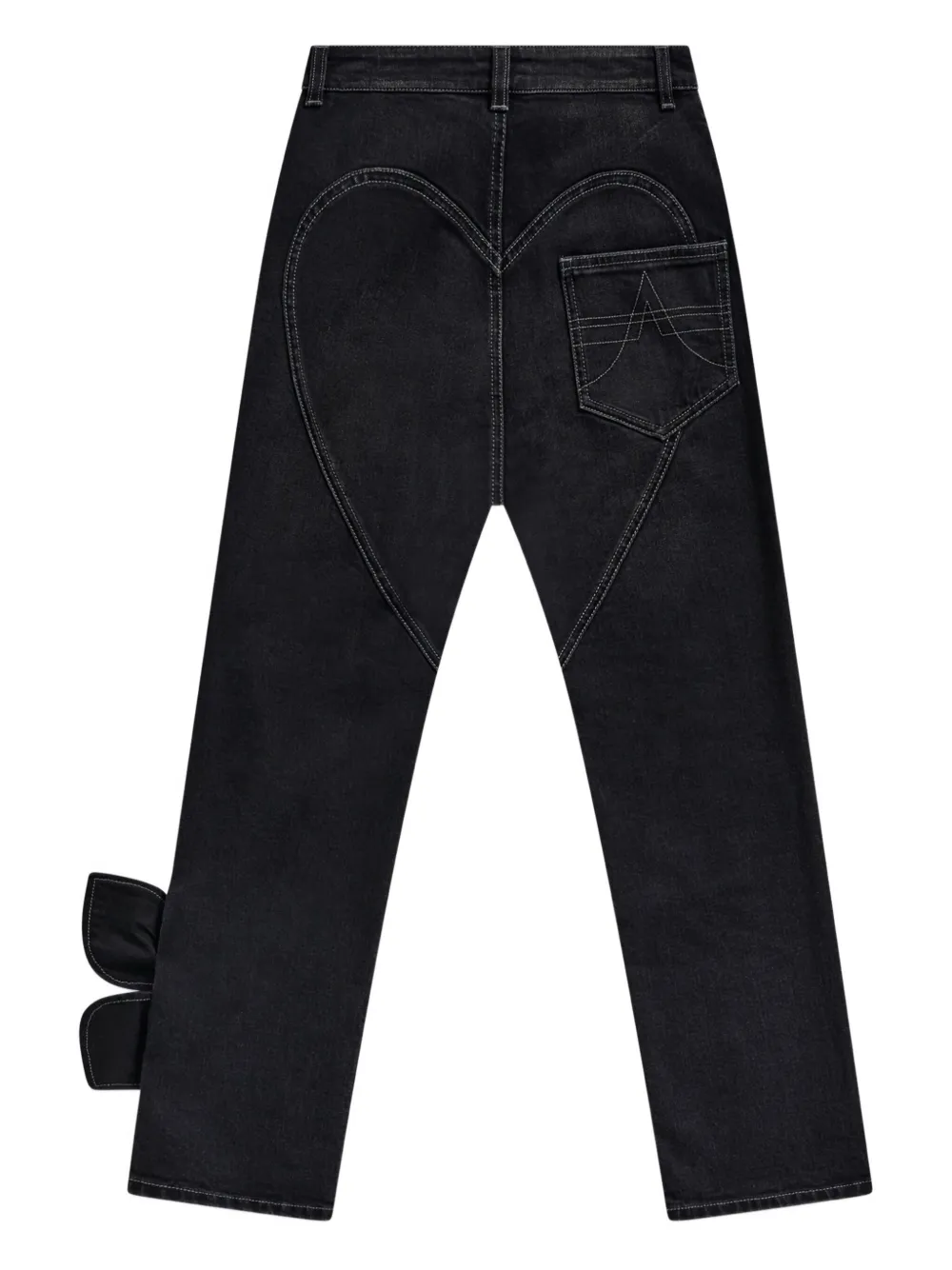 AREA Straight jeans met strik Zwart