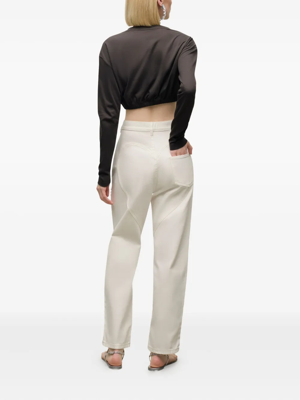 AREA T-shirt met kristallen cluster en lange mouwen Grijs