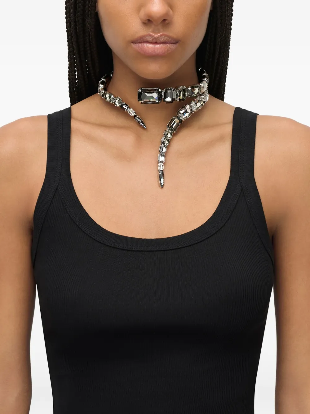 AREA Wikkel choker met kristallen - Grijs
