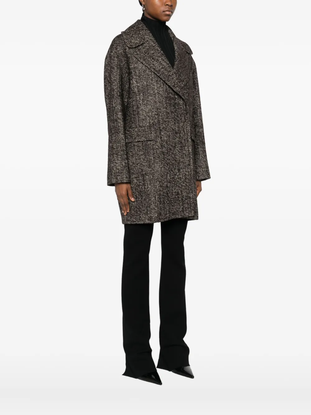 Tagliatore Wide-lapel Double-breasted Coat In Black