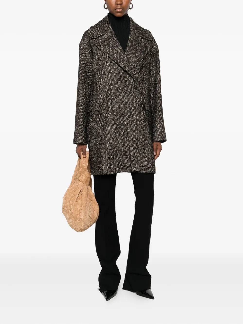 Tagliatore Wide-lapel Double-breasted Coat In Black
