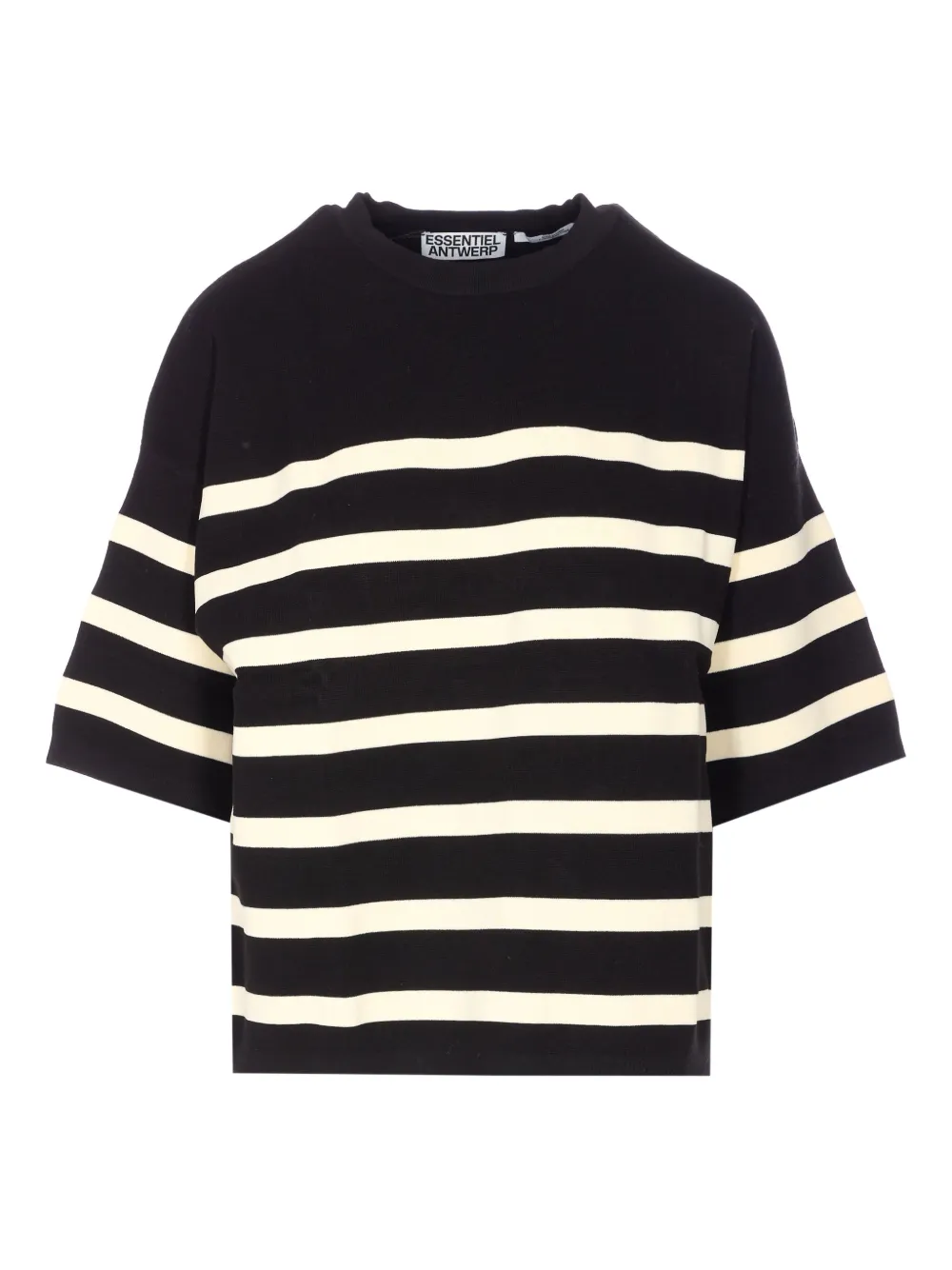 Essentiel Antwerp playera con cuello redondo y rayas estampadas | negro | Image 1