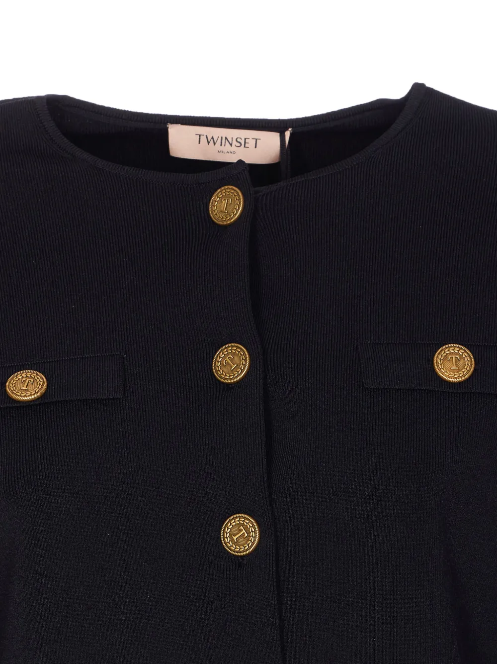 Twinset Buttoned-up Scalloped Jacket In Black