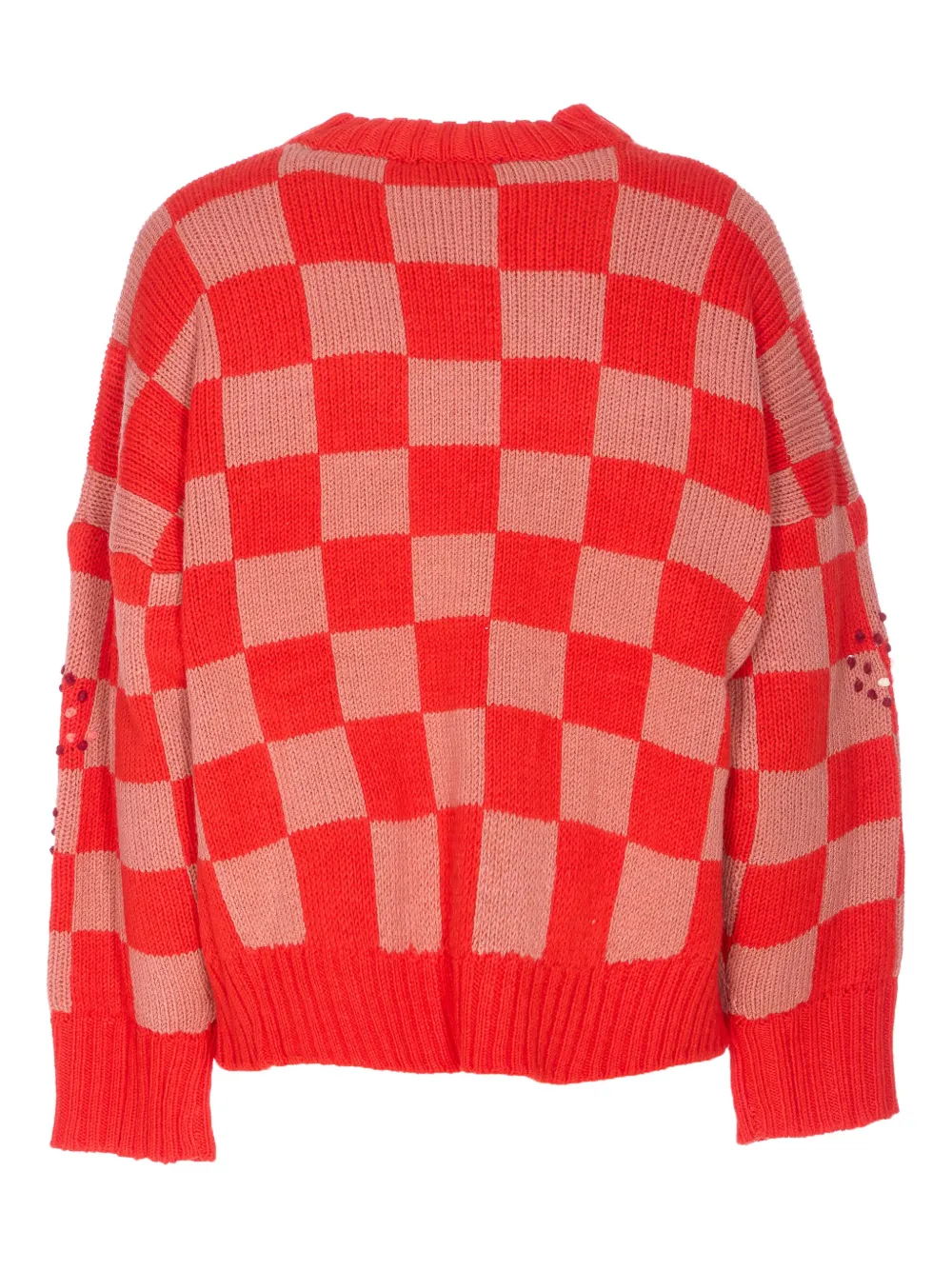 Essentiel Antwerp Embroidered Check Sweater In Red
