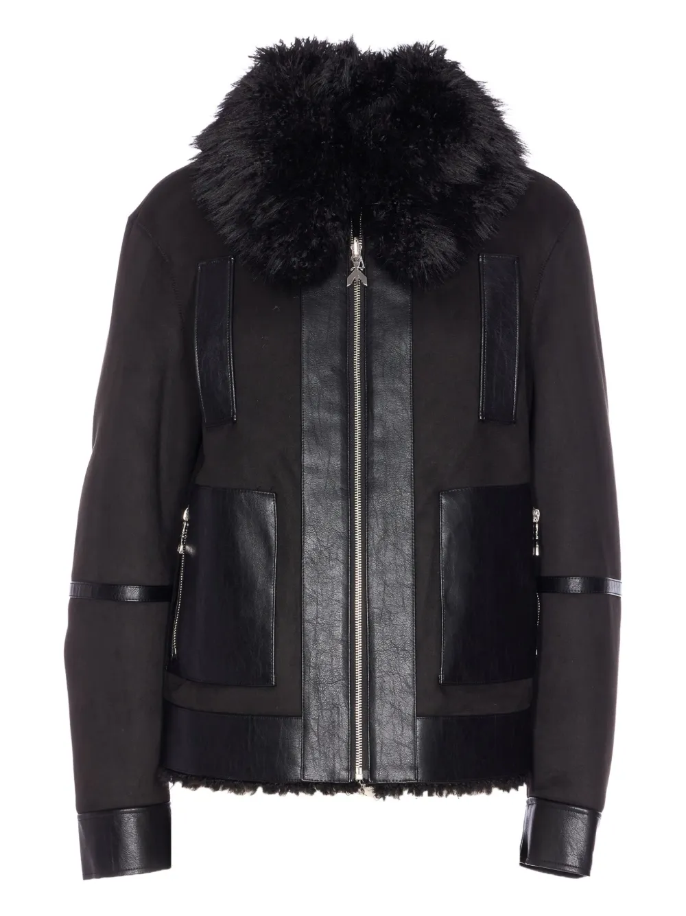 Patrizia Pepe zip-up faux fur jacket | Black | Image 1