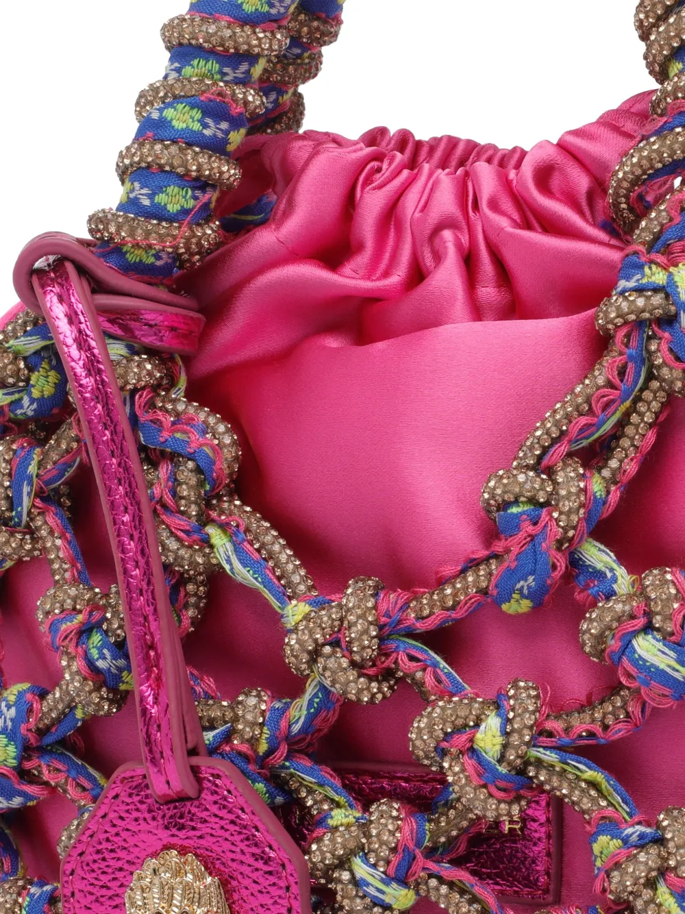 Kurt Geiger Crystal-embellished Macramé Mini Bag In Pink
