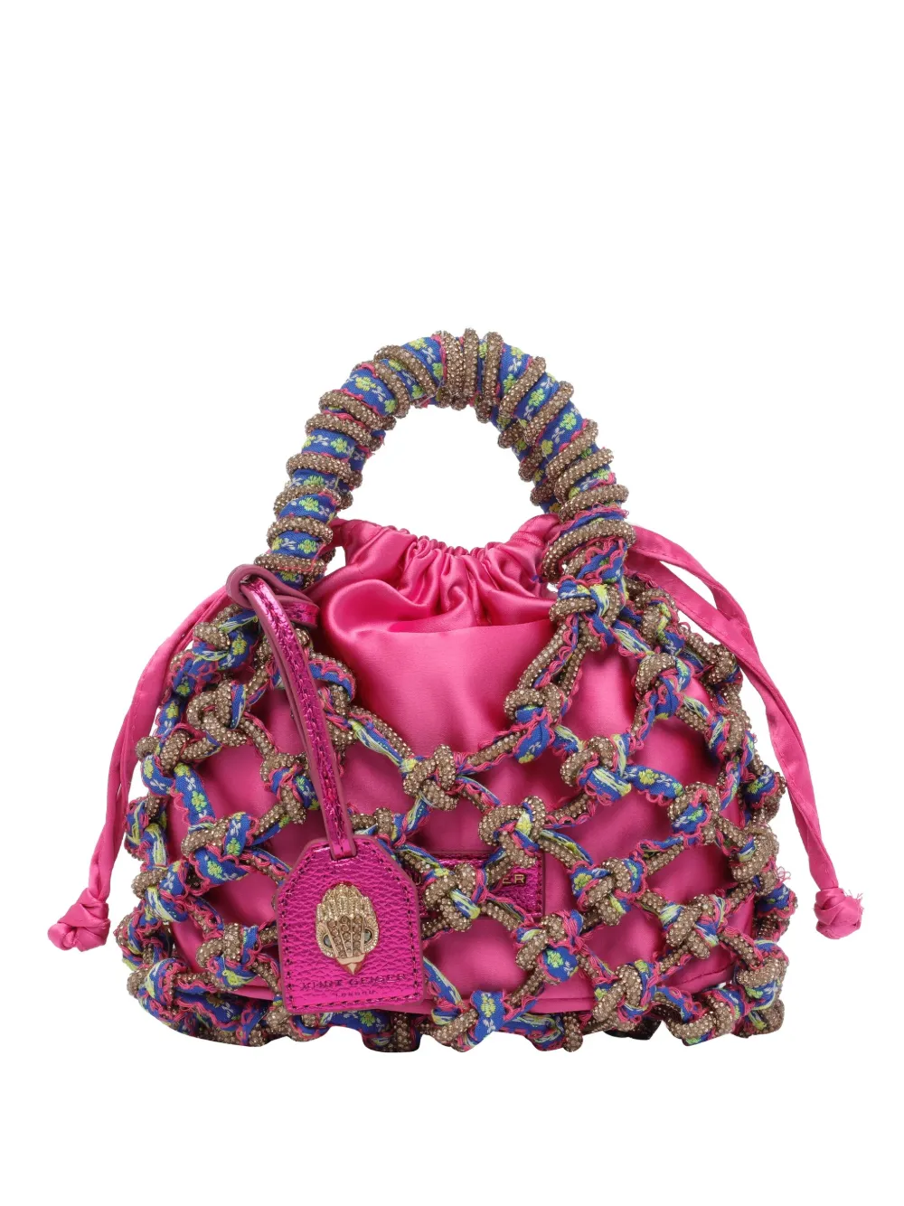 Kurt Geiger London crystal-embellished macramé mini bag | Pink | Image 1