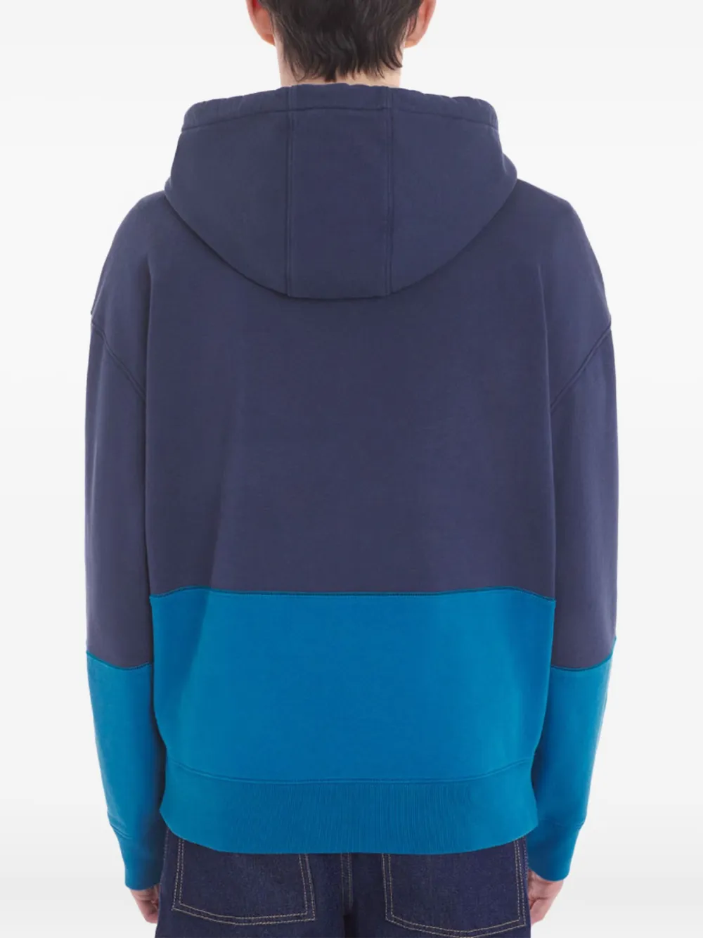 Maison Kitsuné Hoodie met logopatch en colourblocking Blauw