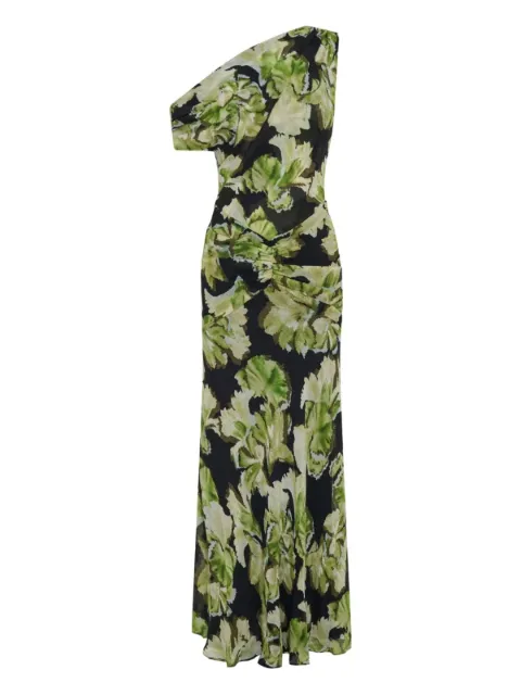 Nicholas vestido Elza con motivo floral y hombro descubierto