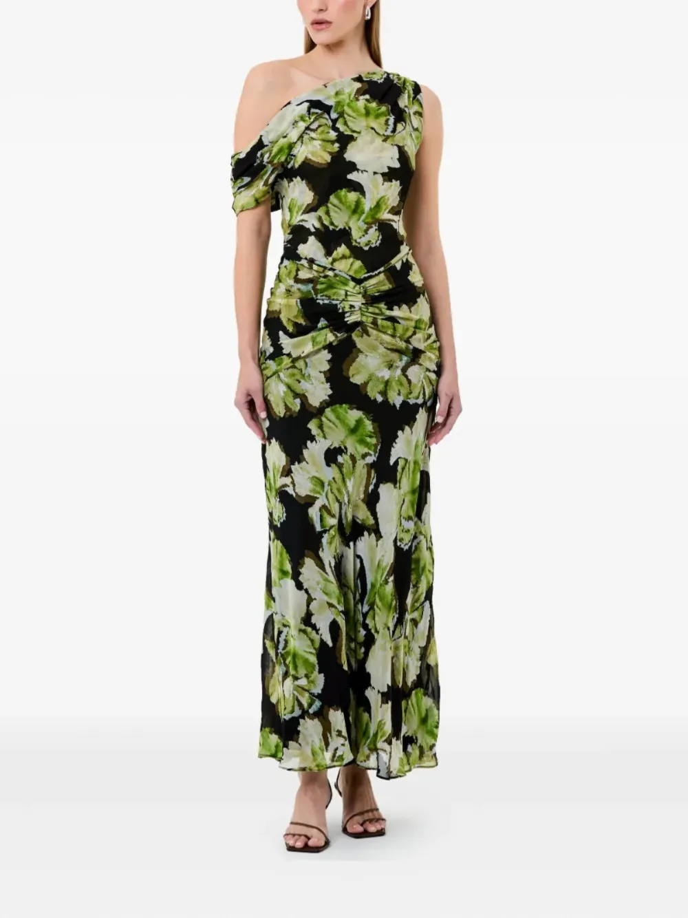 Nicholas Elza one-shoulder floral-print dress - Zwart