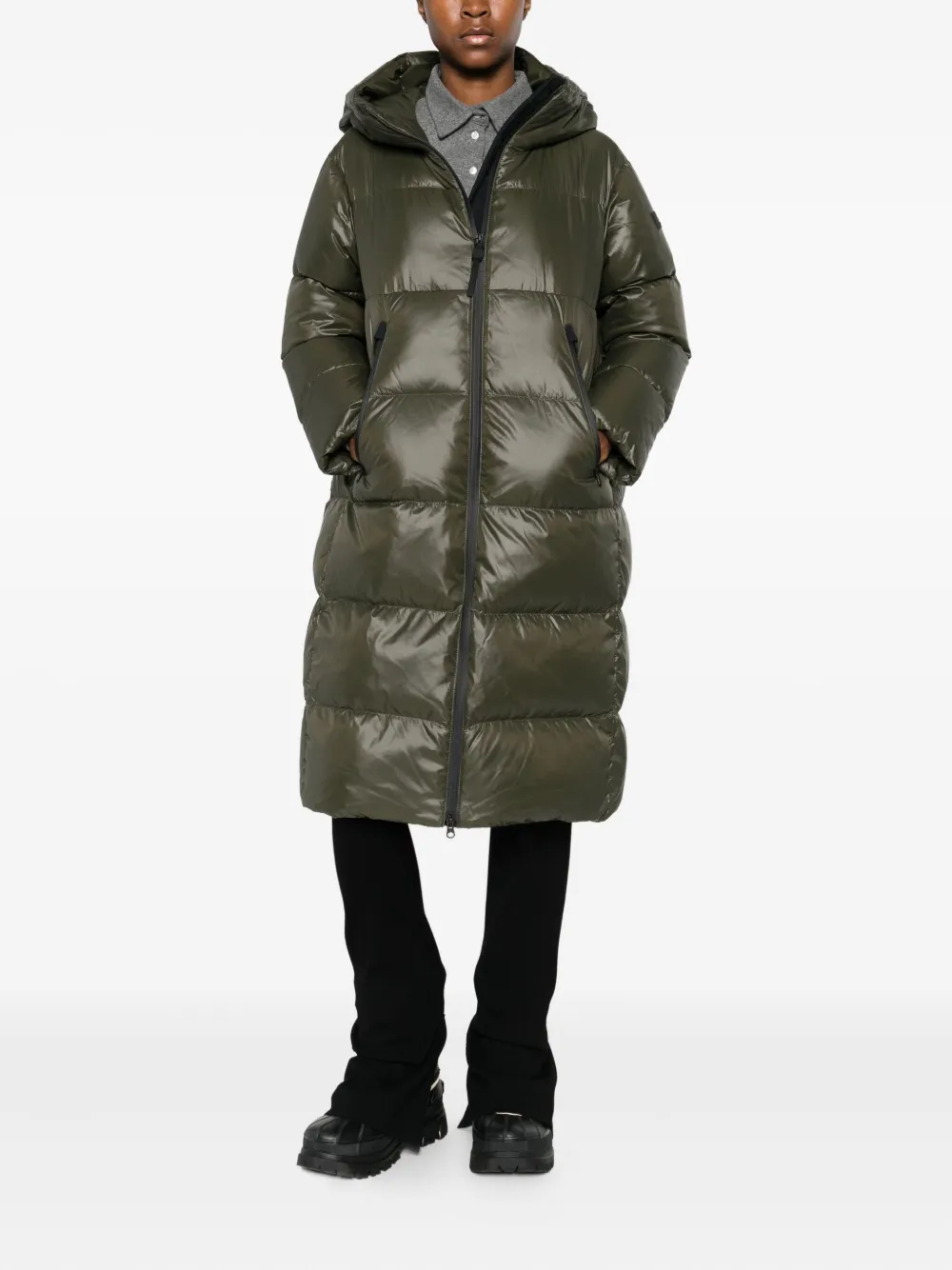 Peuterey Hooded Parka Coat In Green