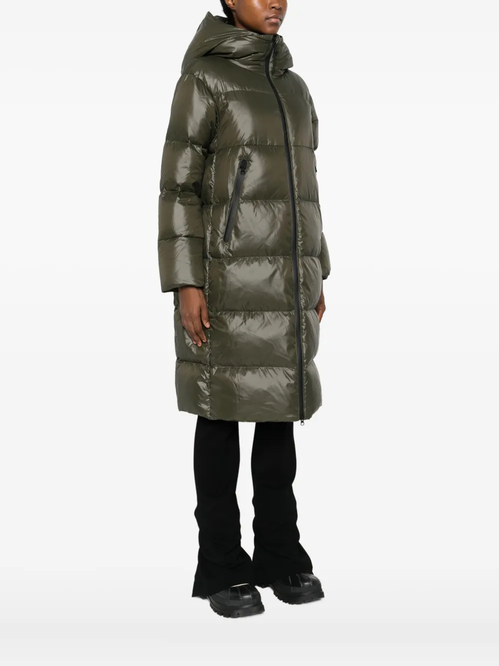 Peuterey Hooded Parka Coat In Green