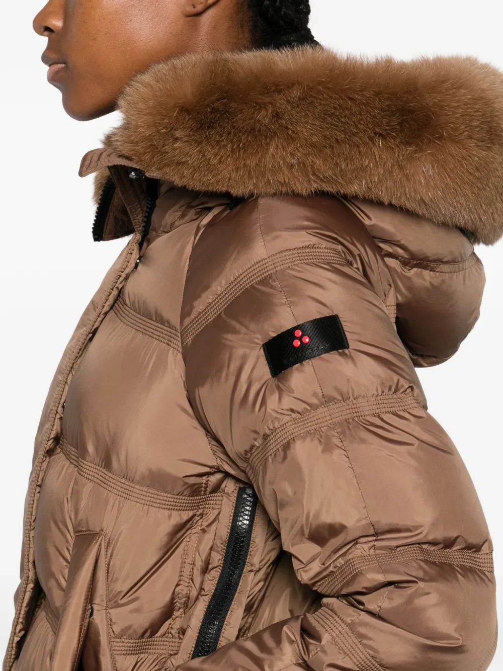 Peuterey Logo-patch Parka Coat In Brown