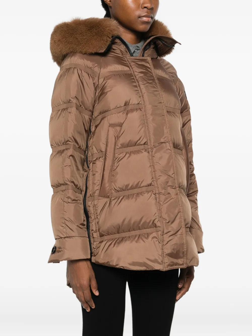 Peuterey Logo-patch Parka Coat In Brown