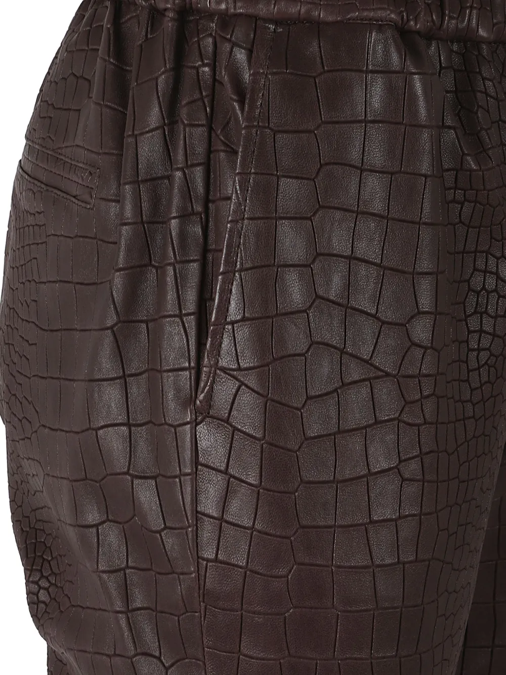 Enes Croc-embossed Flare Trousers In Burgundy
