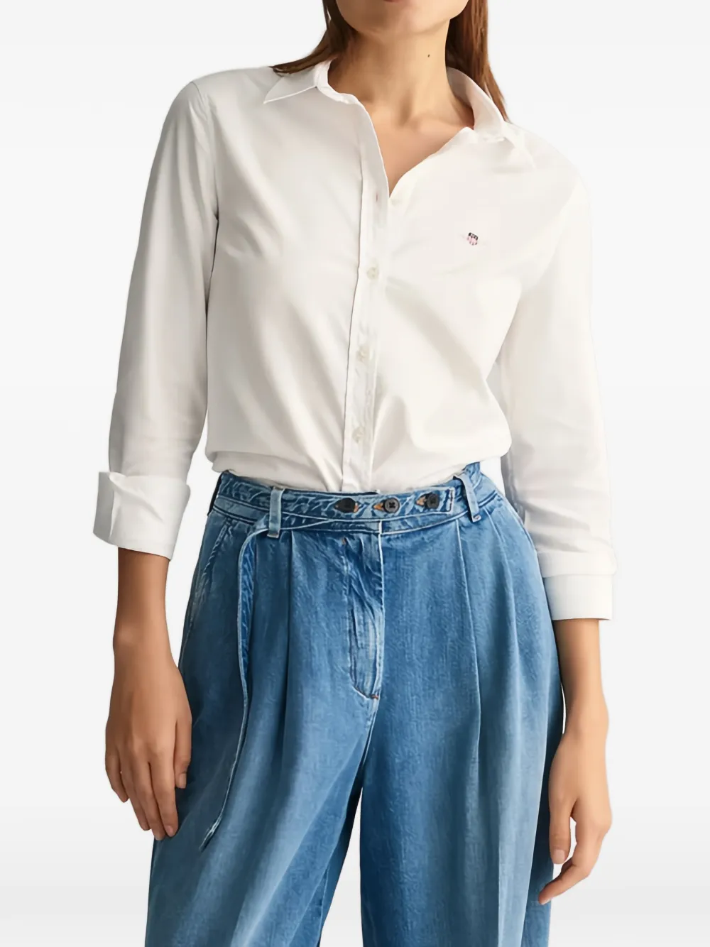  Gant Buttoned Logo Shirt - White 