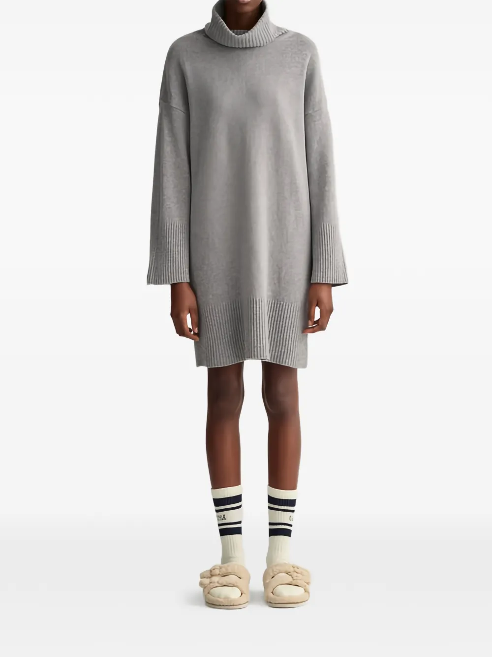 Gant roll-neck ribbed mini dress - Grijs