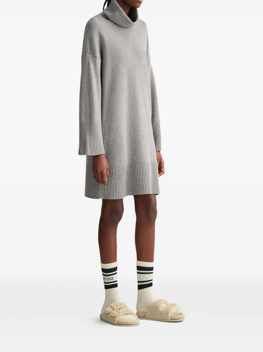  Gant Roll-neck Ribbed Mini Dress - Grey 