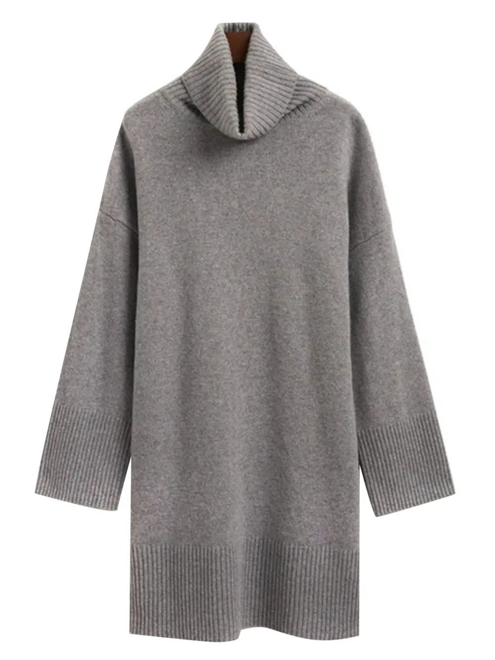 Gant roll-neck ribbed mini dress - Grigio