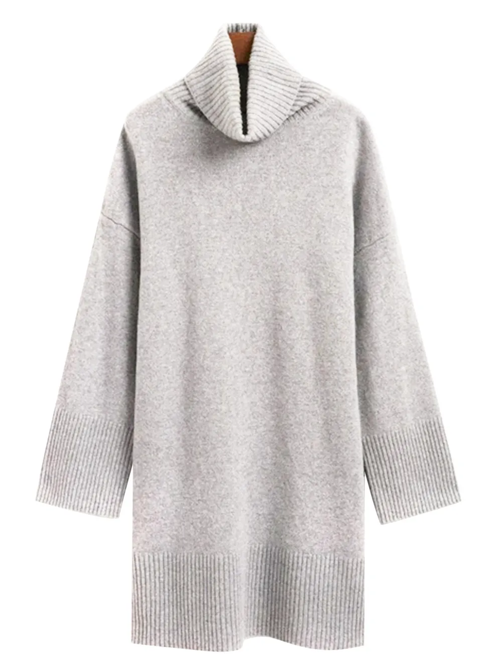 Gant roll-neck ribbed mini dress - Grigio