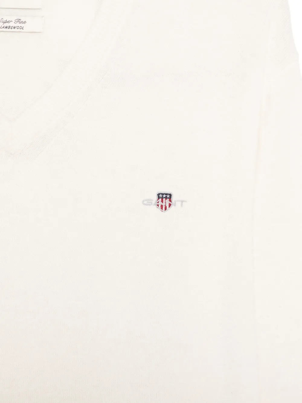  Gant V-neck Logo Sweater - Neutrals 