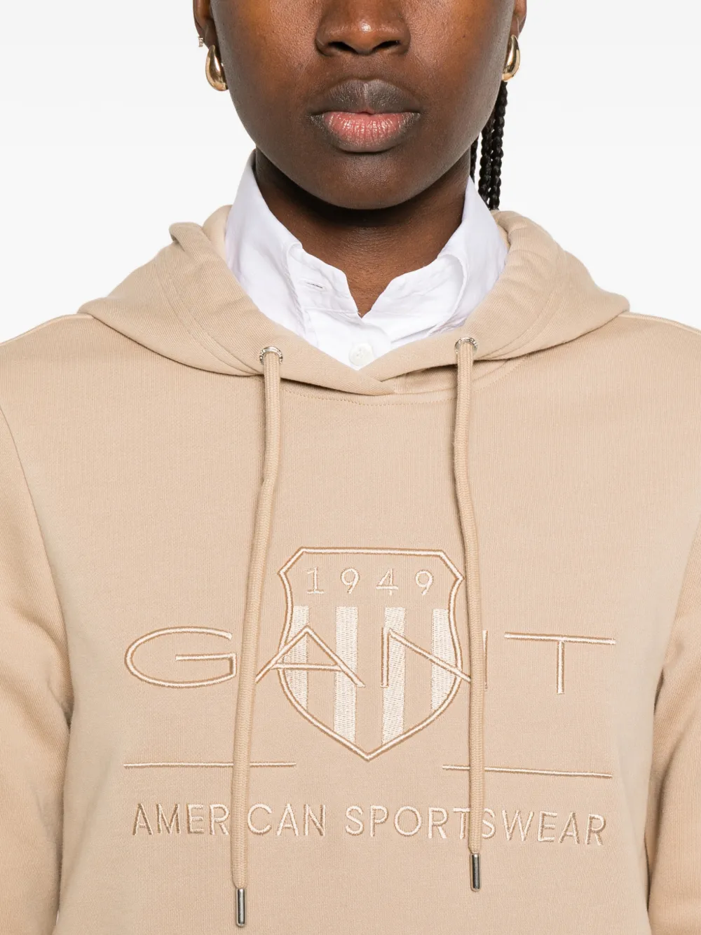 Gant Jurk met capuchon en lange mouwen Beige