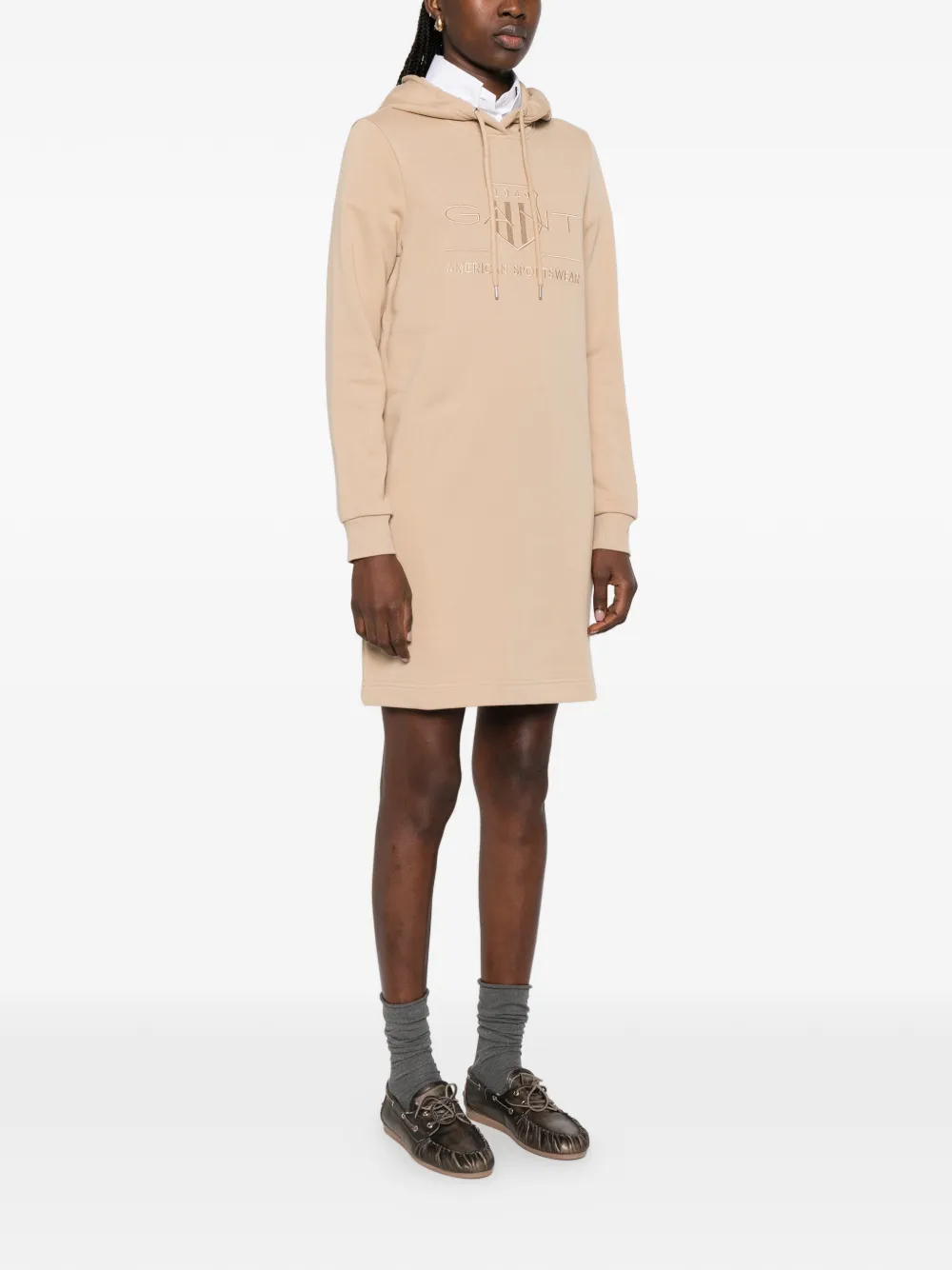  Gant Hooded Long-sleeved Dress - Neutrals 