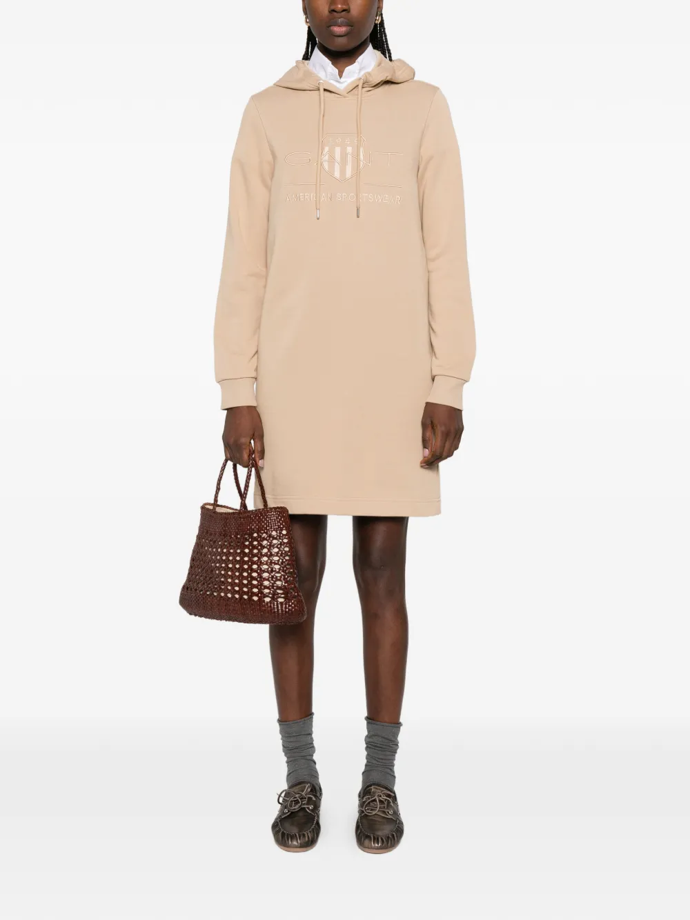  Gant Hooded Long-sleeved Dress - Neutrals 