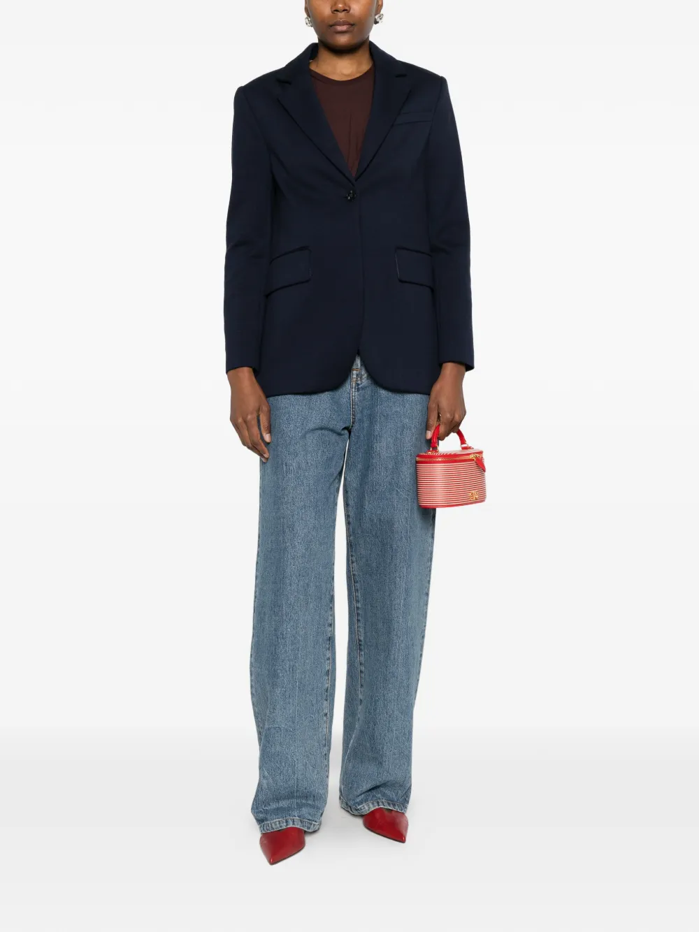 Flap-Pocket Single-Breasted Blazer