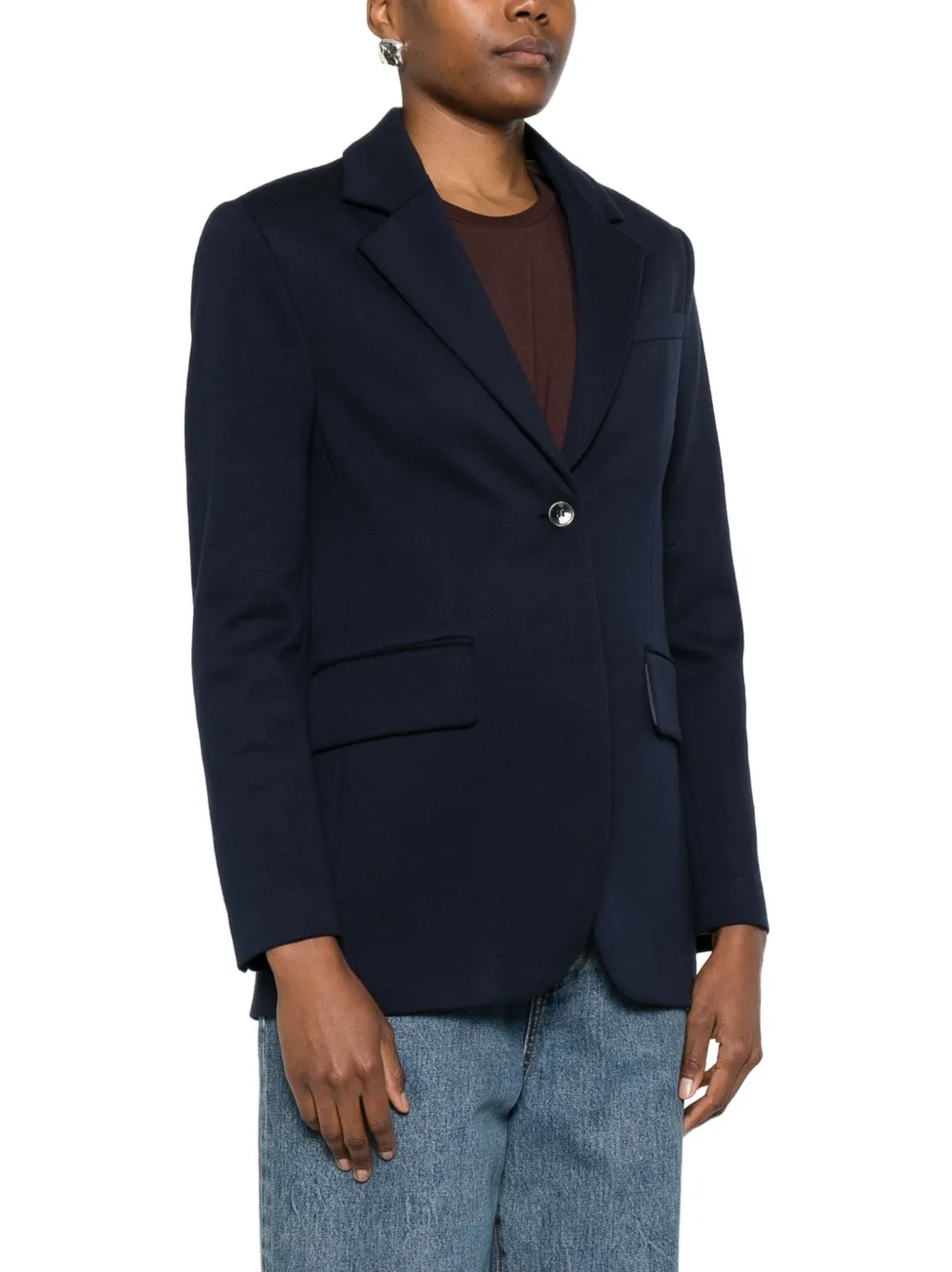Flap-Pocket Single-Breasted Blazer