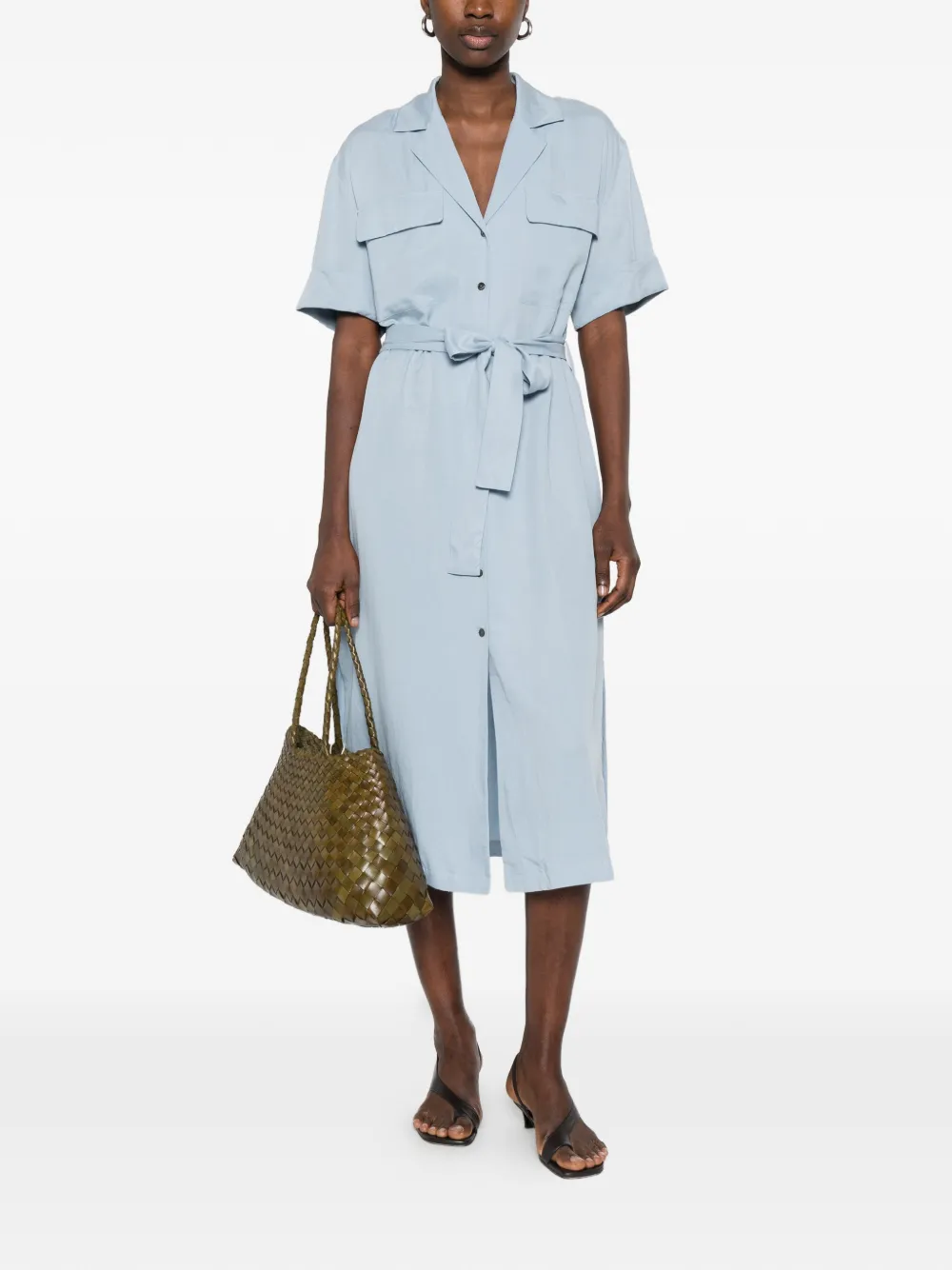  Gant Button-fastening Belted Midi Dress - Blue 