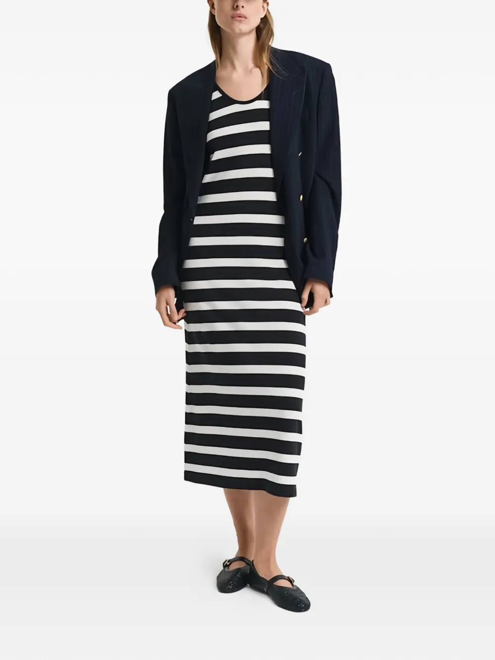 Gant striped scoop-neck midi dress - Zwart