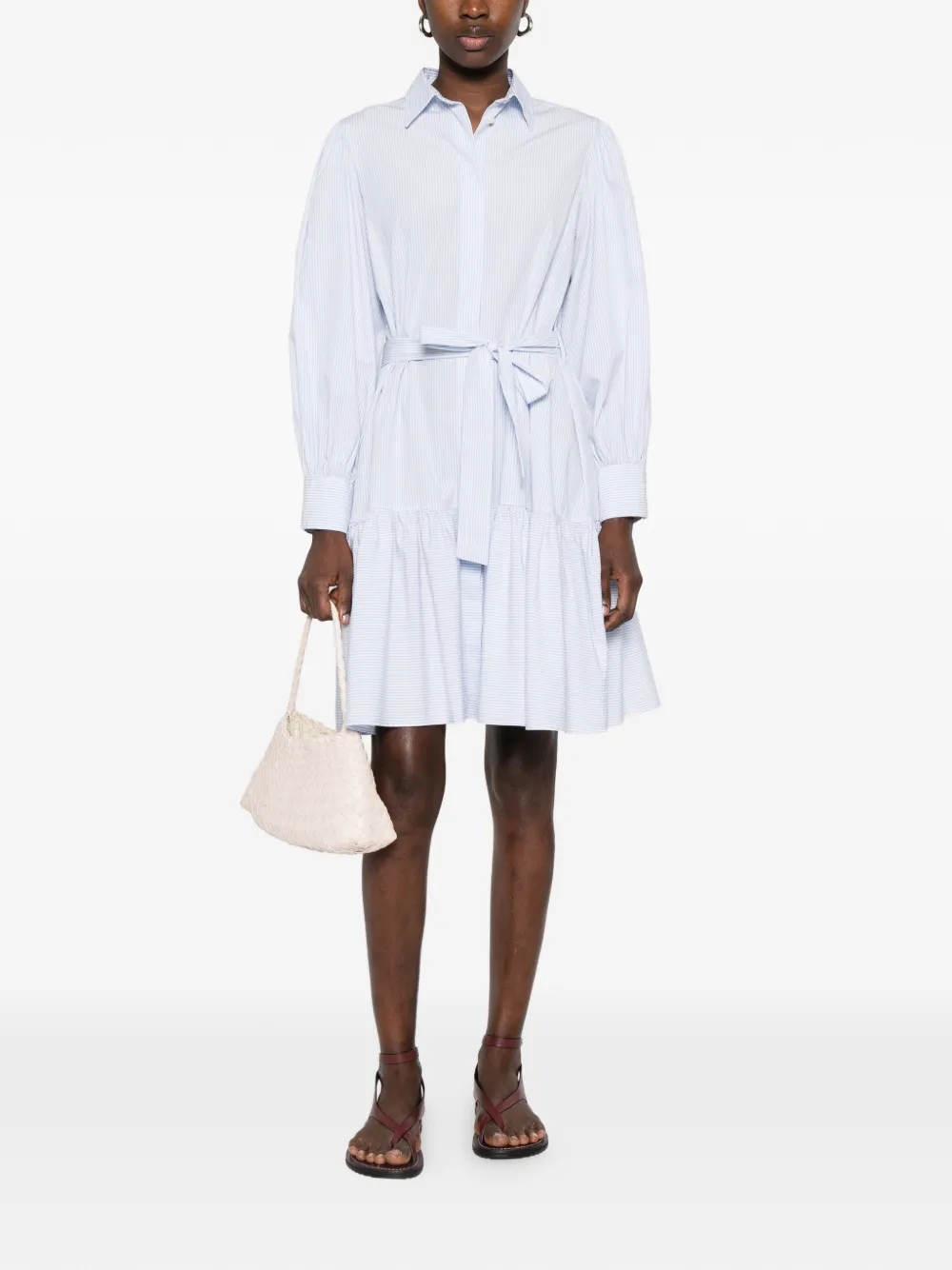  Gant Belted Striped-pattern Mini Dress - White 