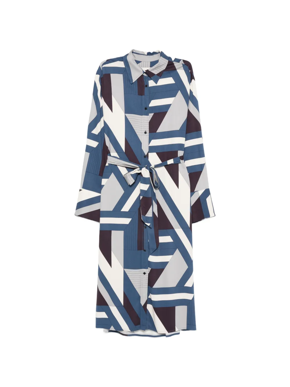 Gant tie-waist patterned midi shirt dress - Blu