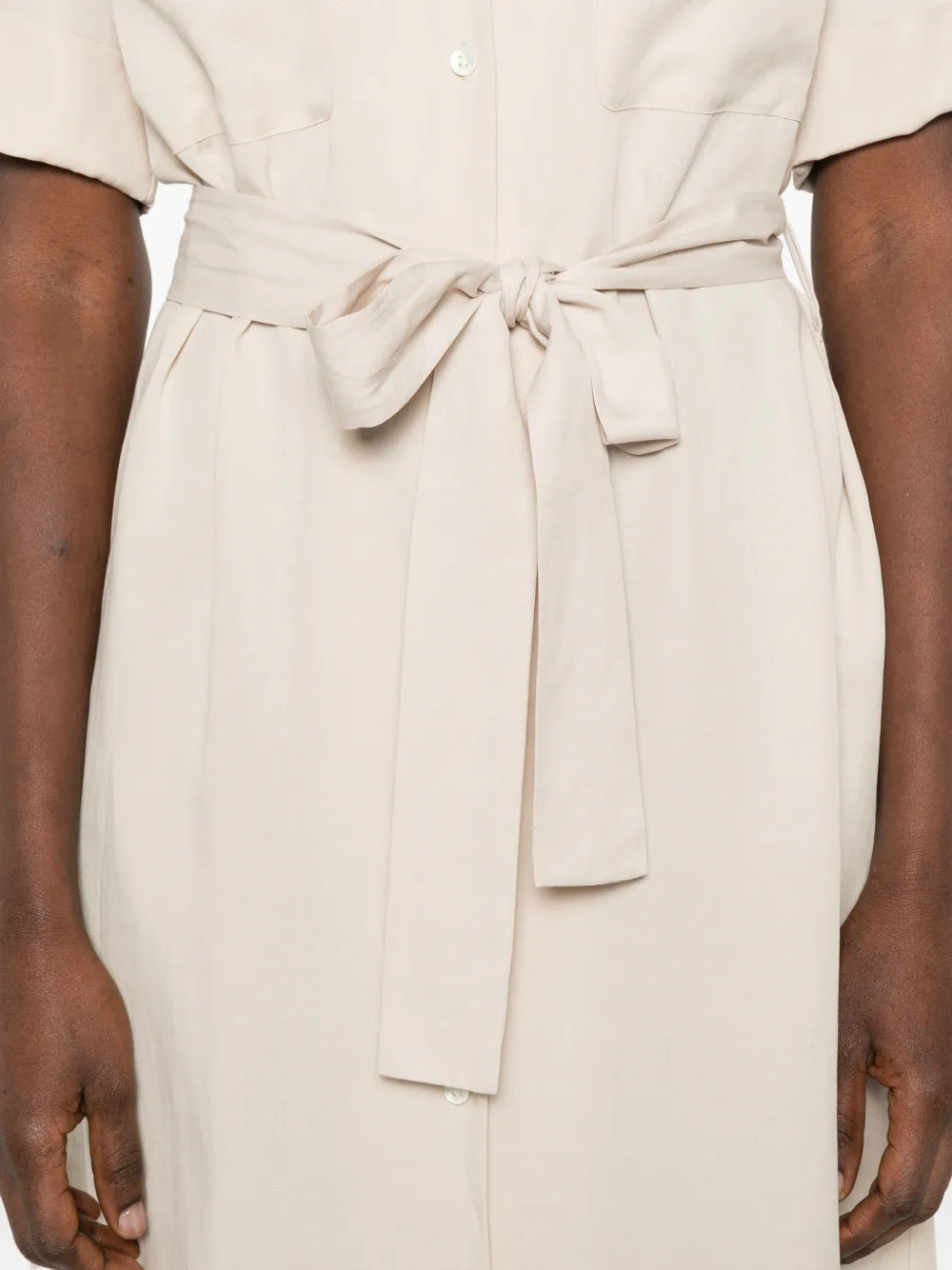 Gant Midi-blousejurk met knopen en ceintuur Beige