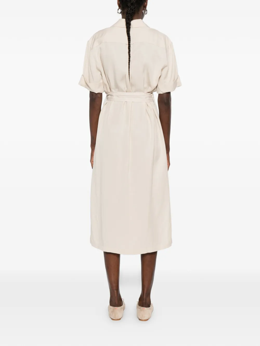 Gant Midi-blousejurk met knopen en ceintuur Beige