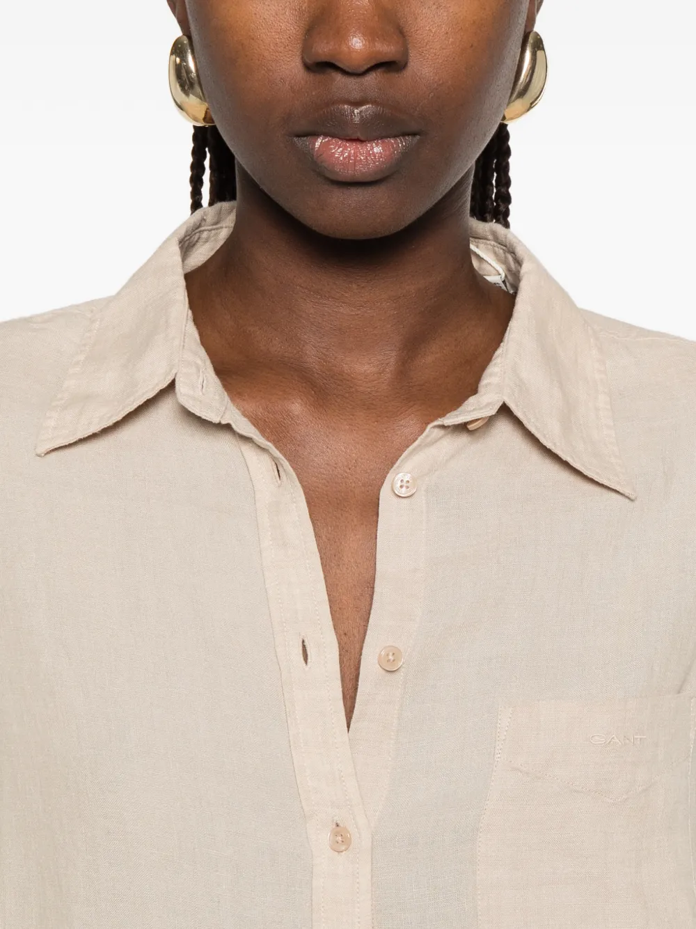 Gant blouse met borstzak Beige