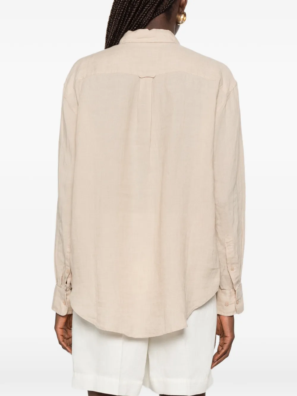 Gant blouse met borstzak Beige
