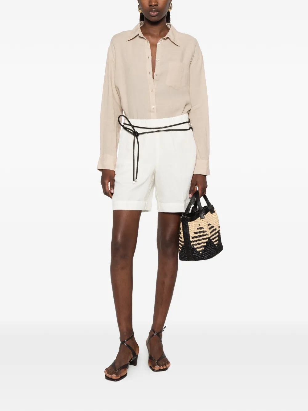 Gant blouse met borstzak Beige