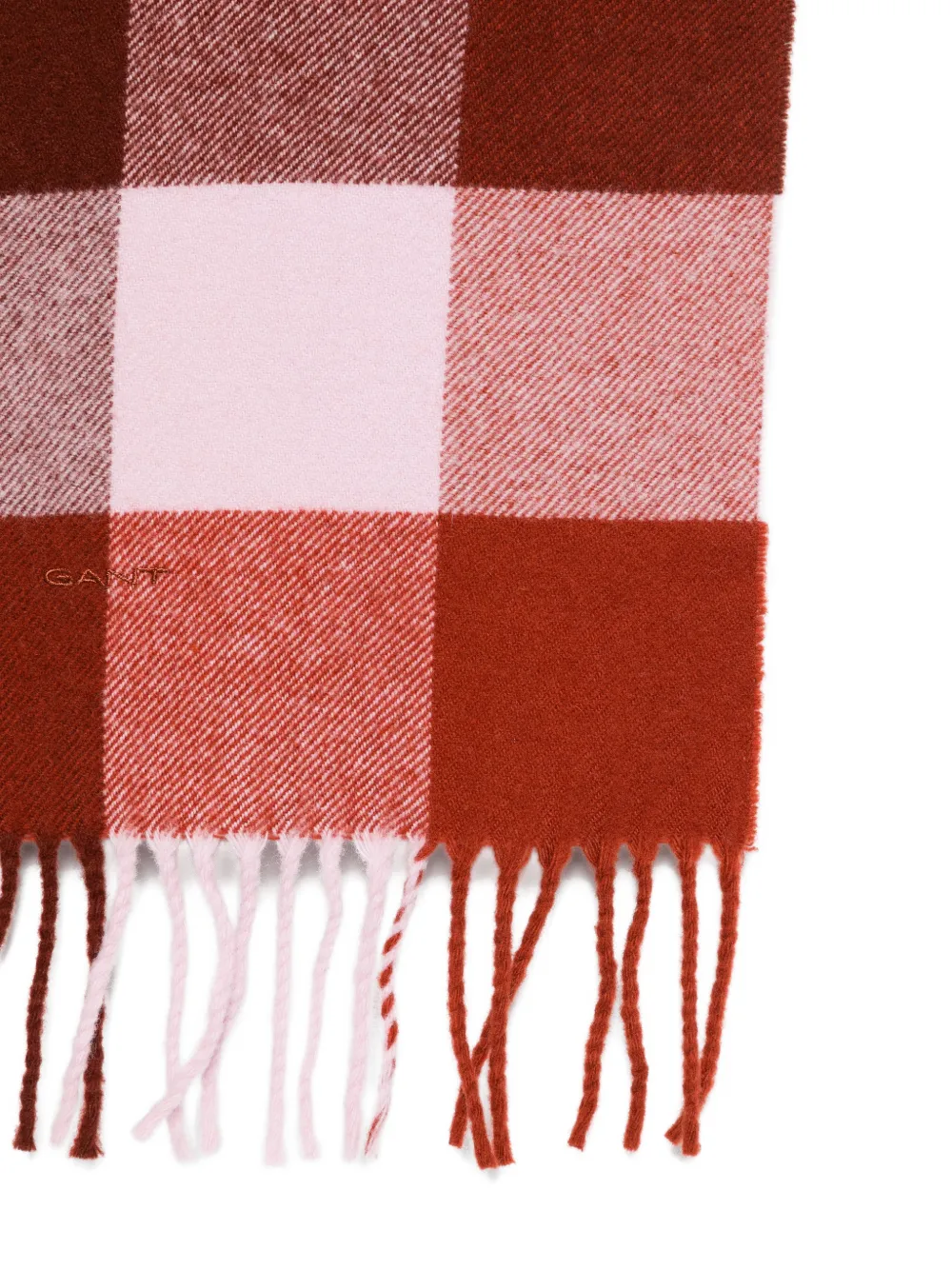  Gant Checked Fringed Scarf - Brown 
