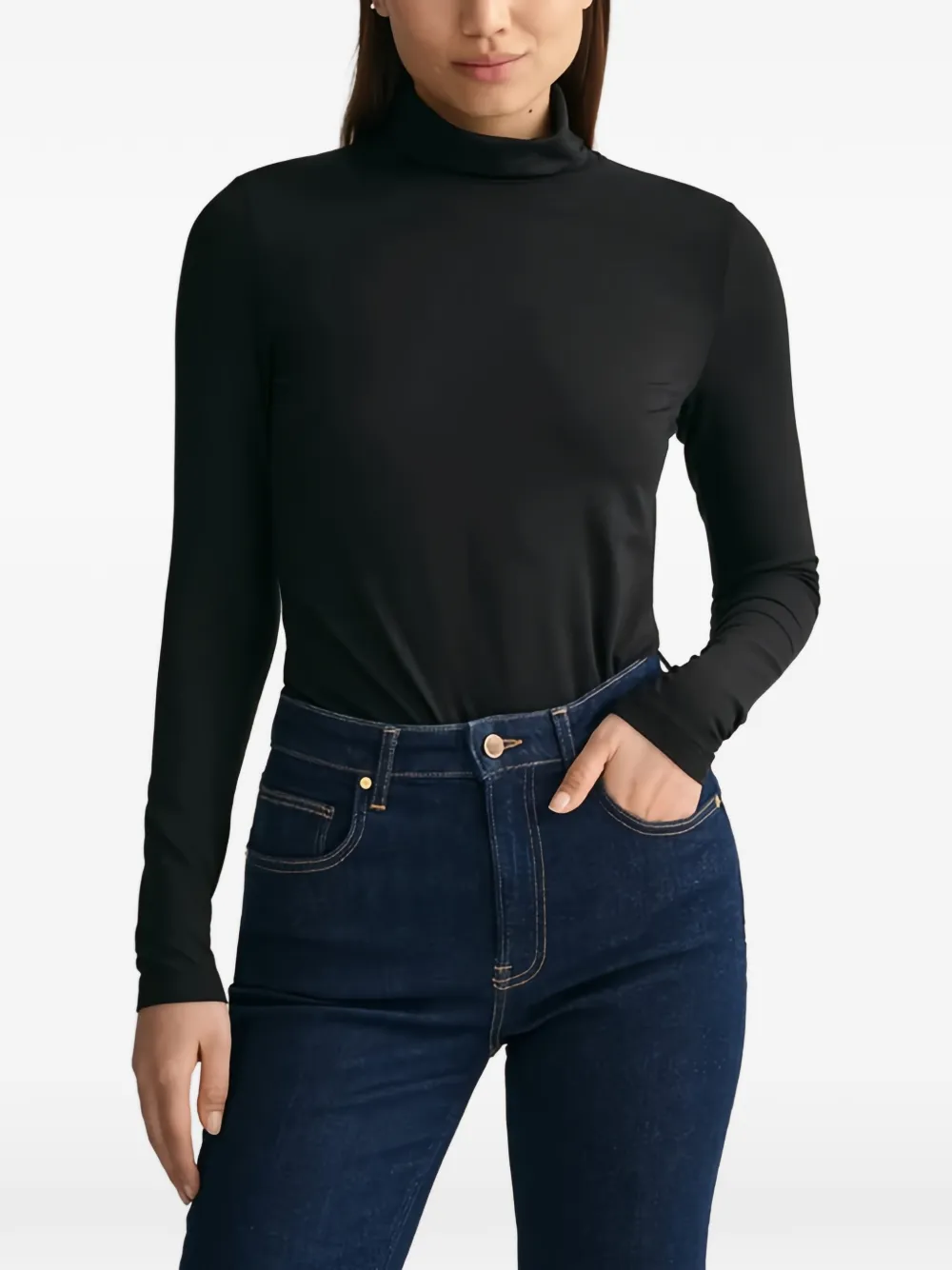  Gant Roll-neck Long-sleeve Top - Black 