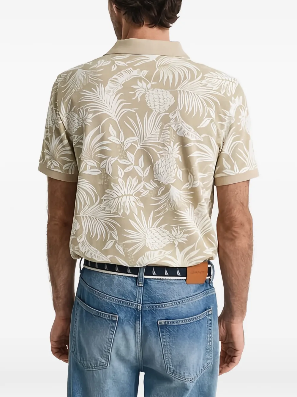 Gant Poloshirt met bloemenprint Beige