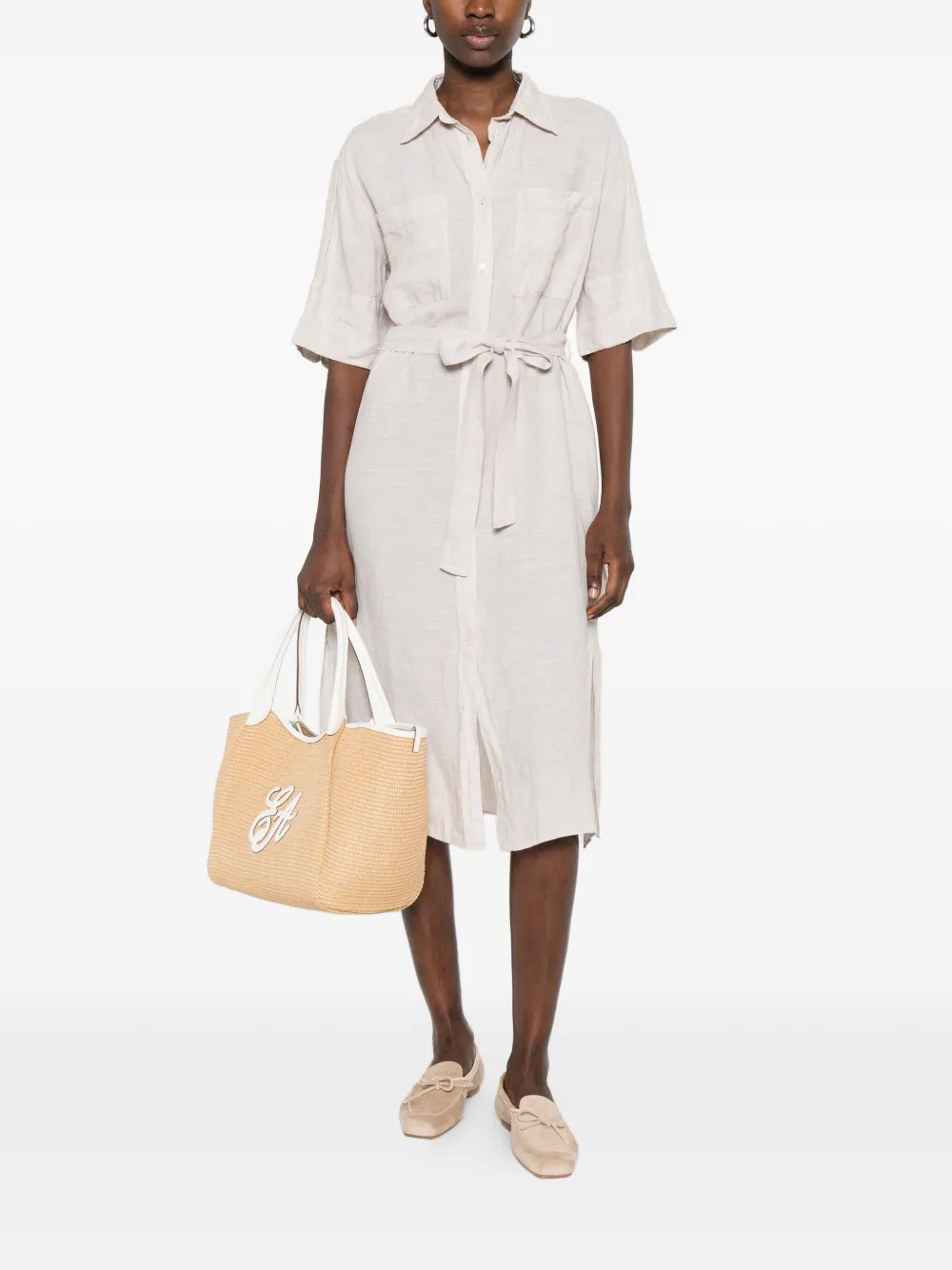  Gant Belted Midi Shirt Dress - Neutrals 