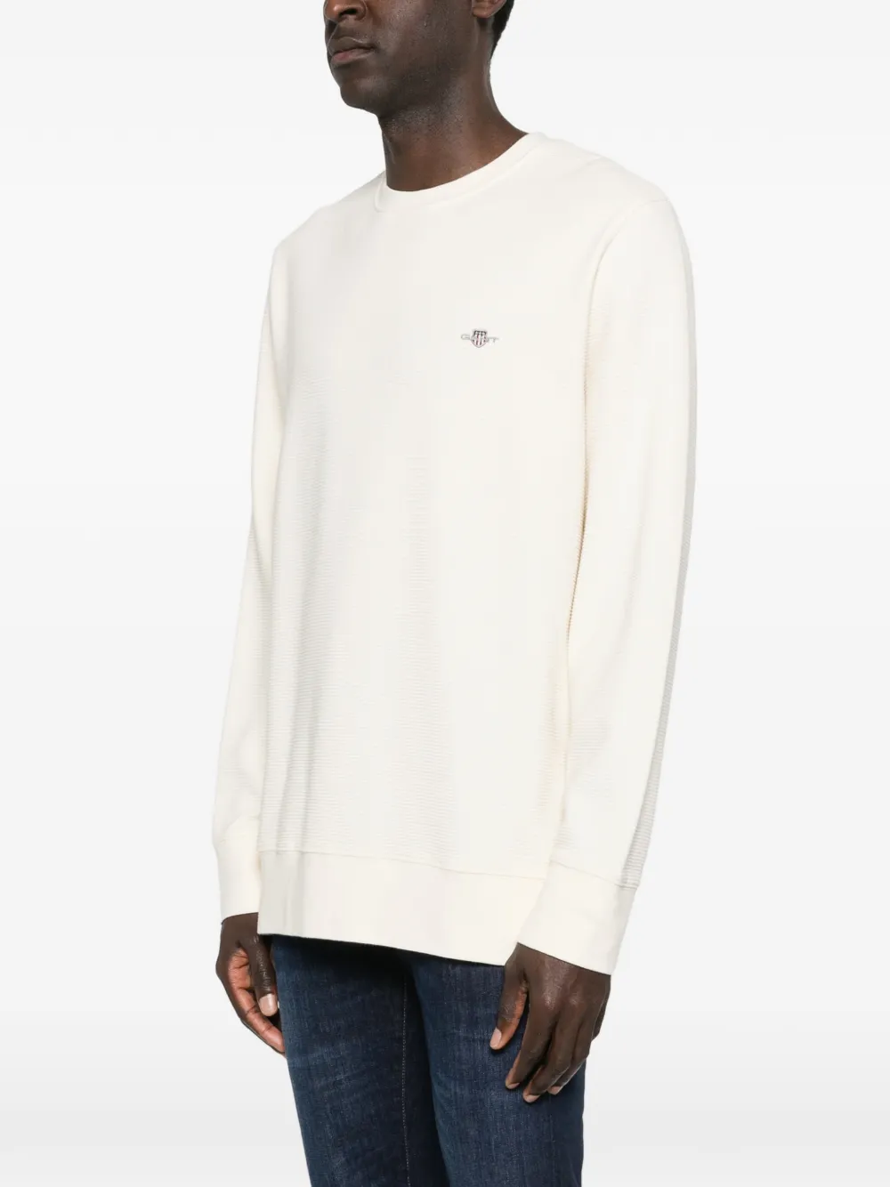 Gant Sweater met reliëf logo Beige