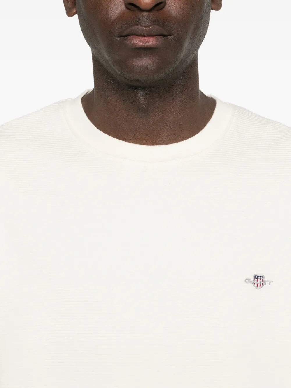 Gant Sweater met reliëf logo Beige