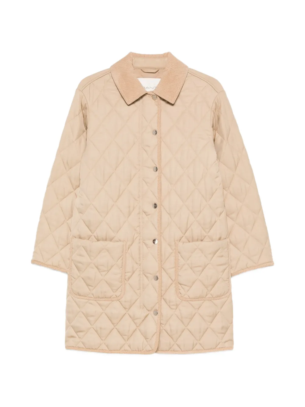 Gant corduroy-collar quilted coat - Neutrals